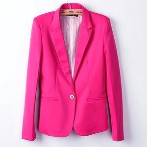 ZARA - Bright Pink Single Button Blazer Jacket M
